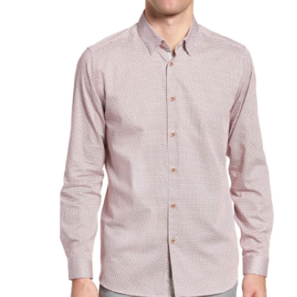 COPY - Ted Baker Red 'Holic' Geometric Print Long Sleeve Shirt